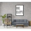 1 Parça Mutlu Ol Yazılı Çerçeveli Ahşap Tablo, Ev Dekoru
