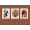 3lü Bohemian Çerçeveli Ahşap Tablo , Ev Dekoru , Soyut Tablo , Ahşap Tablo