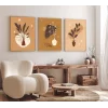 3lü Bohemian Kahve Çerçeveli Tablo , Ev Dekoru , Soyut Tablo , Ahşap Tablo