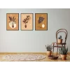 3lü Bohemian Kahve Çerçeveli Tablo , Ev Dekoru , Soyut Tablo , Ahşap Tablo