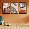 3lü Dekoratif Desenli Çerçeveli Tablo , Ev Dekoru , Soyut Tablo , Ahşap Tablo