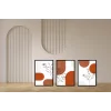 3lü Dekoratif Modern Yaprak Çerçeveli Tablo , Ev Dekoru , Soyut Tablo , Ahşap Tablo