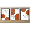 3lü Dekoratif Modern Yaprak Çerçeveli Tablo , Ev Dekoru , Soyut Tablo , Ahşap Tablo
