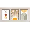 3lü Güneş ve Ay Dekoratif Çerçeveli Tablo , Ev Dekoru , Soyut Tablo , Ahşap Tablo