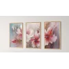 3lü Pembe Soyut Çerçeveli Tablo Life , Ev Dekoru , Soyut Tablo , Ahşap Tablo