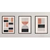 3lü Pudra Siyah Çizgiler Çerçeveli Ahşap Tablo , Ev Dekoru , Soyut Tablo , Ahşap Tablo