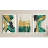 3lü Yeşil Dekoratif Çerçeveli Tablo Life , Ev Dekoru , Soyut Tablo , Ahşap Tablo