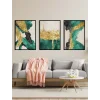 3lü Yeşil Dekoratif Çerçeveli Tablo Life , Ev Dekoru , Soyut Tablo , Ahşap Tablo