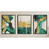 3lü Yeşil Dekoratif Çerçeveli Tablo Life , Ev Dekoru , Soyut Tablo , Ahşap Tablo