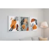 3 Parça Boho Çerçeveli Ahşap Tablo Seti, Ev Dekoru, Soyut Tablo