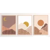 3 Parça Boho Güneş Ve Ay, Çerçeveli Ahşap Tablo Seti, Ev Dekoru