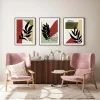 3 Parça Çerçeveli Bohem Ahşap Tablo Seti, Soyut Tablo, Ev Dekoru