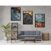 3 Parça Çerçeveli Dekoratif Ahşap Tablo seti, Ev Dekoru, Soyut Tablo