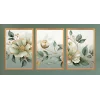 3 Parça Çerçeveli Dekoratif Çiçekler Ahşap Tablo seti, Ev Dekoru, Soyut Tablo
