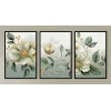 3 Parça Çerçeveli Dekoratif Çiçekler Ahşap Tablo seti, Ev Dekoru, Soyut Tablo