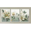 3 Parça Çerçeveli Dekoratif Çiçekler Ahşap Tablo seti, Ev Dekoru, Soyut Tablo