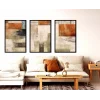 3 Parça Çerçeveli Dekoratif Soyut Ahşap Tablo seti, Ev Dekoru, Soyut Tablo
