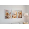 3 Parça Çerçeveli Kabartma Görünümlü Dekoratif Çiçekler Ahşap Tablo seti, Ev Dekoru, Soyut Tablo