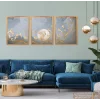 3 Parça Çerçeveli Soyut Ahşap Tablo Seti, Ev Dekoru