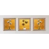 3 Parça Eskitme Çerçeveli Gümüş ve Altın Çiçekler Ahşap Tablo Seti, Ev Dekoru