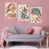 3 Parça Renkli Bohem Çerçeveli Ahşap Tablo seti, Ev Dekoru, Bohem
