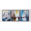 3 Parça Yelkenler Çerçeveli Tablo Life , Ev Dekoru , Soyut Tablo , Ahşap Tablo