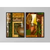 Bestablo 2 Parça Coffee Çerçeveli Ahşap Tablo Seti, Mutfak Dekoru Bestablo