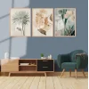 Bestablo 3 Parça Çerçeveli Boho Çiçekler Ahşap Tablo Seti Bestablo