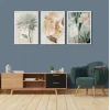 Bestablo 3 Parça Çerçeveli Boho Çiçekler Ahşap Tablo Seti Bestablo