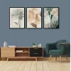 Bestablo 3 Parça Çerçeveli Boho Çiçekler Ahşap Tablo Seti Bestablo