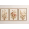 Bestablo 3 Parça Çerçeveli Dekoratif Çiçekler Ahşap Tablo Seti, Ev Dekoru Bestablo