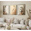 Bestablo 3 Parça Çerçeveli Dekoratif Renkli Çiçekler Ahşap Tablo Seti, Ev Dekoru Bestablo