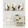 Bestablo 3 Parça Çerçeveli Dekoratif Soyut Çiçekler Ahşap Tablo Seti, Ev Dekoru Bestablo