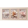 Bestablo 3 Parça Çerçeveli Kabartma Görünümlü Çiçekler Ahşap Tablo Seti, Ev Dekoru Bestablo