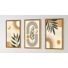Bestablo 3 Parça Doğal Ahşap Çerçeveli Bohem Tablo Seti, Ev Dekoru Bestablo