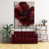 Bestablo Bordo Çiçek Desenli Kanvas Tablo | Modern Salon ve Oturma Odası Duvar Dekoru