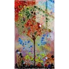 Bestablo Renkli Soyut Ağaç Desenli Cam Tablo, Ev Dekoru, Salon Tablosu