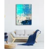 TURKUAZ MAVİ SOYUT KANVAS TABLO
