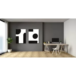 2 PARÇA SOYUT SİYAH BEYAZ KANVAS TABLO