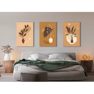 3 PARÇA DEKORATİF BOHO KANVAS TABLO