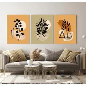 3 PARÇA DEKORATİF BOHO KANVAS TABLO