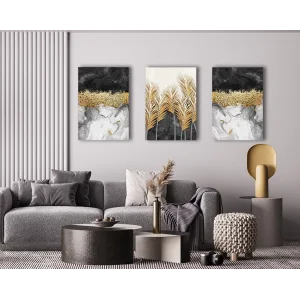 3 PARÇA DEKORATİF ÇİÇEK KANVAS TABLO