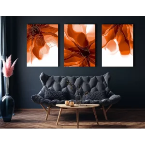 3 PARÇA DEKORATİF SOYUT ÇİÇEK KANVAS TABLO