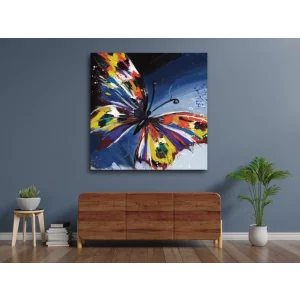 DEKORATİF RENKLİ KELEBEK KANVAS TABLO