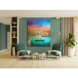 YAĞLI BOYA GÖRÜNÜMLÜ ORTAKÖY KANVAS TABLO