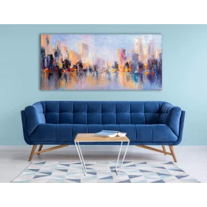 Yağlı Boya Görünümlü Şehir Manzarası Kanvas Tablo