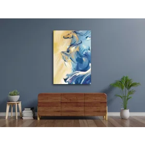 YAĞLI BOYA GÖRÜNÜMLÜ SOYUT AT KANVAS TABLO