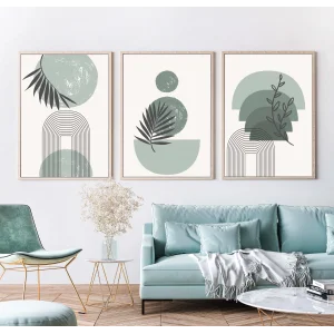 3 Parça Boho Çerçeveli Ahşap Tablo Seti, Ev Dekoru