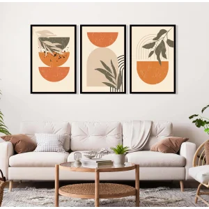 3 Parça Çerçeveli Boho Ahşap Tablo Seti, Ev Dekoru