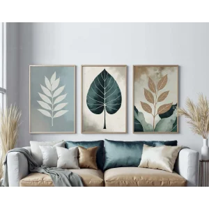 3 Parça Çerçeveli Dekoratif Çiçekler Ahşap Tablo seti, Ev Dekoru